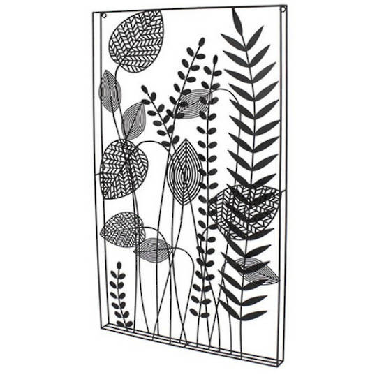 Black Metal Floral Leaf Wall Hanging